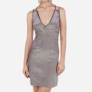EXPRESS Purple Gold Metallic Halter Cocktail Dress Backless Size Medium